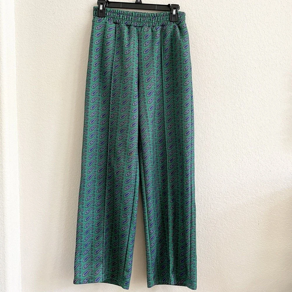 Urban Outfitters‎ BDG Wide Leg Paisley Green Blue SZ S Petite Pants